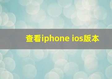 查看iphone ios版本